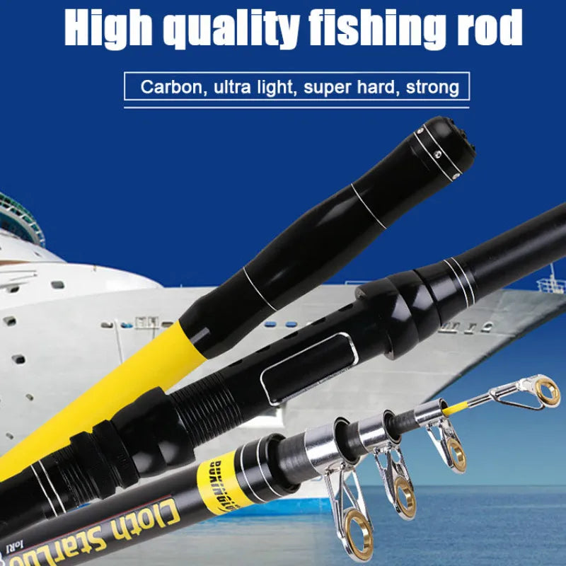 2023 New Portable Rock 2.1m-3.6m Carp rod Telescopic Sea Fishing Rod Spinning rod carbon fiber Ultralight hard fishing rod