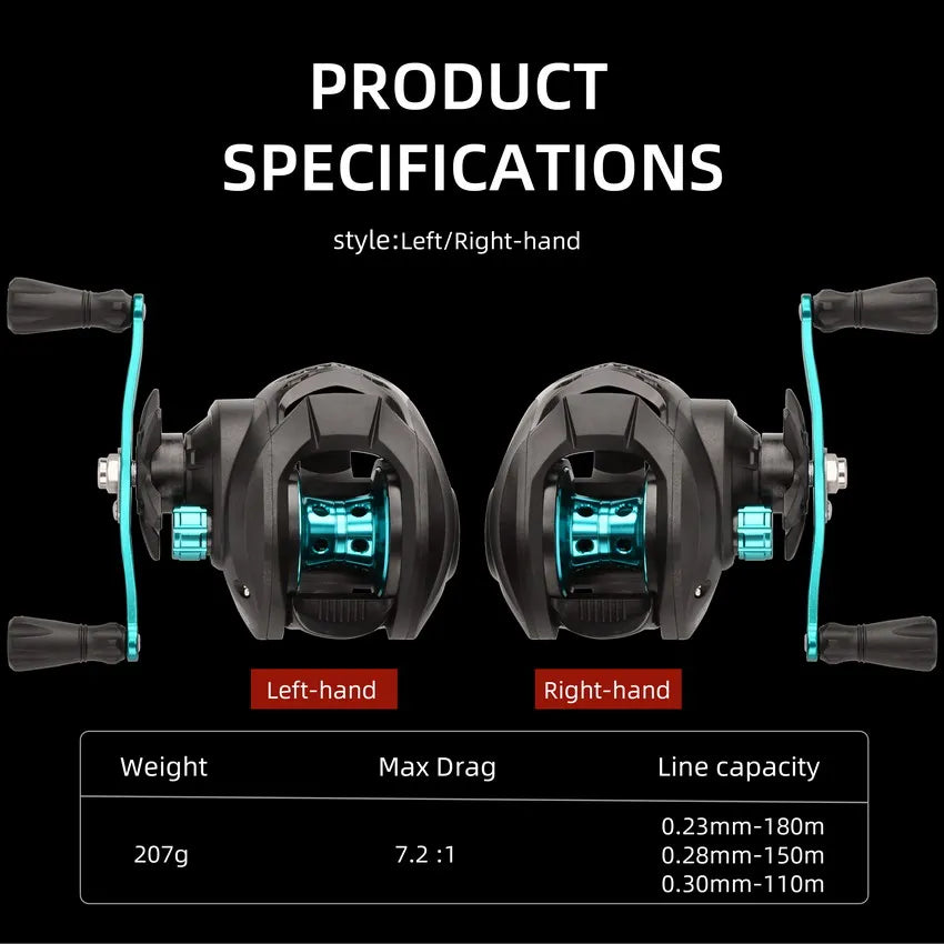 New Baitcasting Reel High Speed 7.2:1 Gear Ratio 19+1BB Fresh Saltwater Magnetic Brake System Ultralight Reels Fishing Wheel