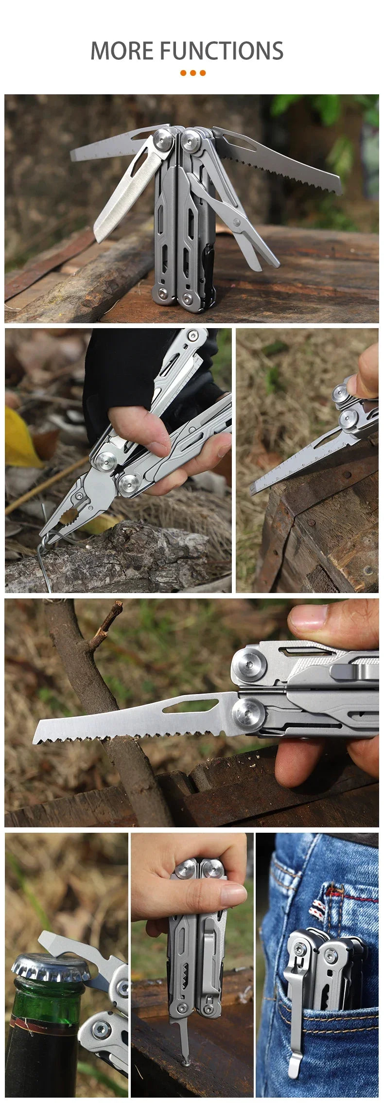 BHBT 17 in 1 Multitool Pliers Folding Multi-functional Combination Tool Portable Scissors Saw Blade EDC Outdoor Multi Tools