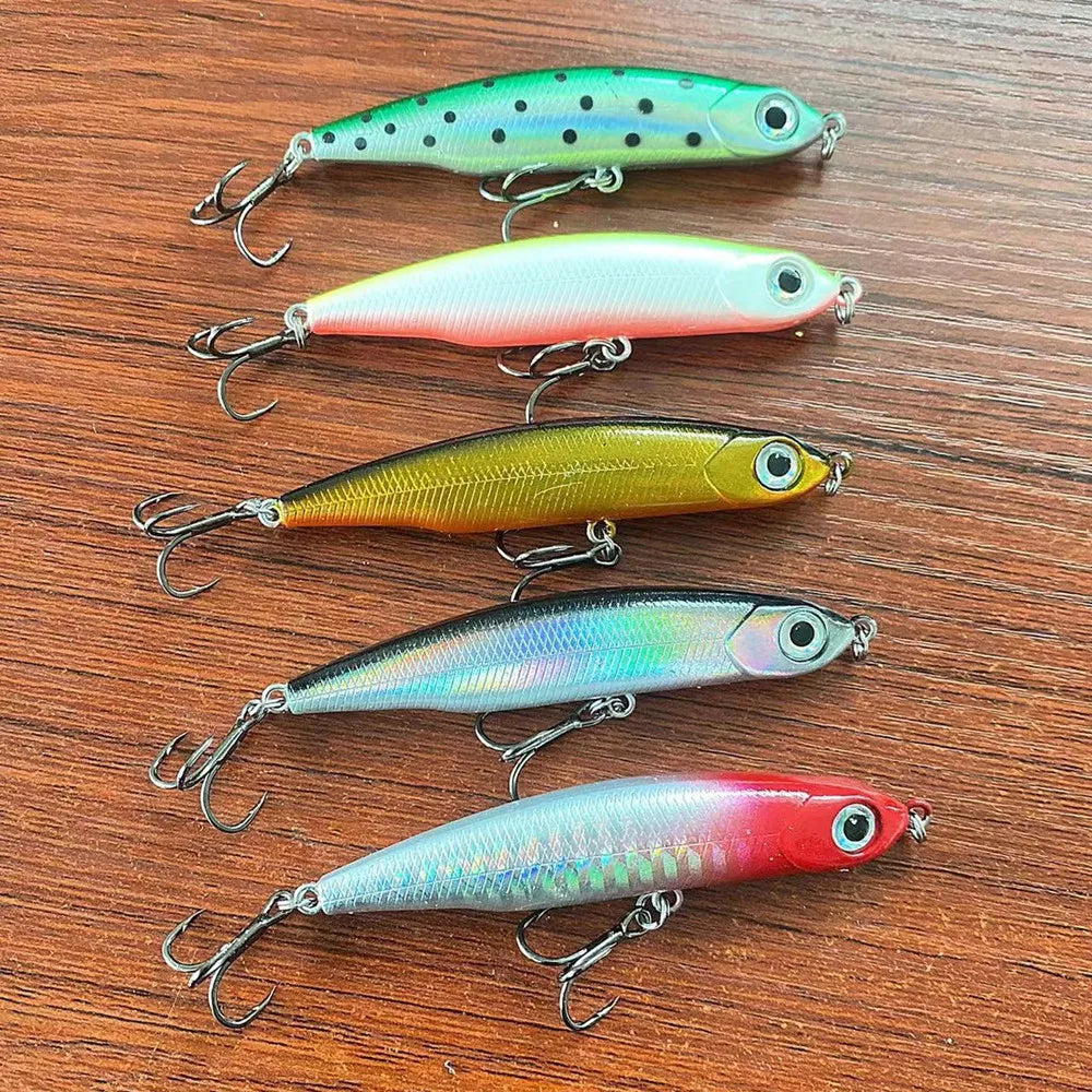 1Pc Sinking Pencil Fishing Lure Wobblers 5cm 3.5g Mini Artificial Metal Hard Bait Jig 3D Eyes Pesca Trout Fishing Tackle