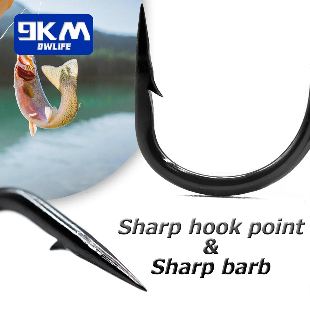 9KM Fishing Treble Hooks High Carbon Steel Brabed Sharp Triple Hook Fishing Hooks on Hard Lures Saltwater Fishing Accessories