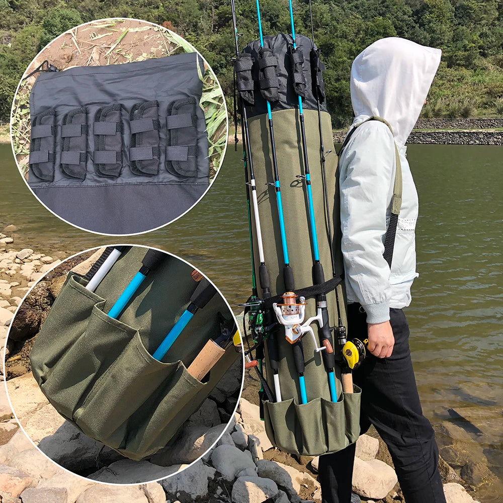 Rod Bag Waterproof Fishing Rods Bag Pole Storage Case Nylon 110 Cm Lure Fishing Tool Large-Capacity Outdoor Portable for Anglers