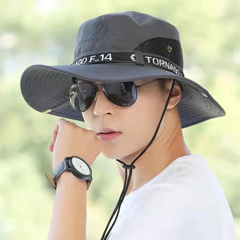 Summer Sun Protection Hat for Men Wide Brim Sun Hat Outdoor Travel Cycling Mountaineering Working Sun Cap Fishing Hat