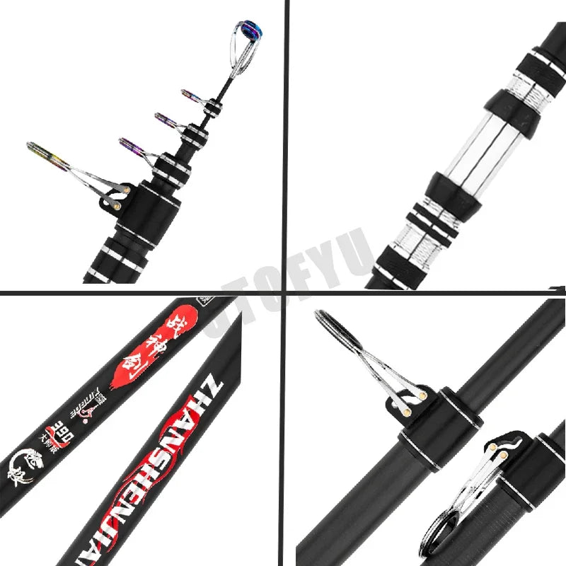 Telescopic Fishing Rod 2.7/3.0/3.6/4.2/4.5/5.0m Distance Throwing Rod Spinning Power 5-300g Surfcasting Carbon Baitcasting rod