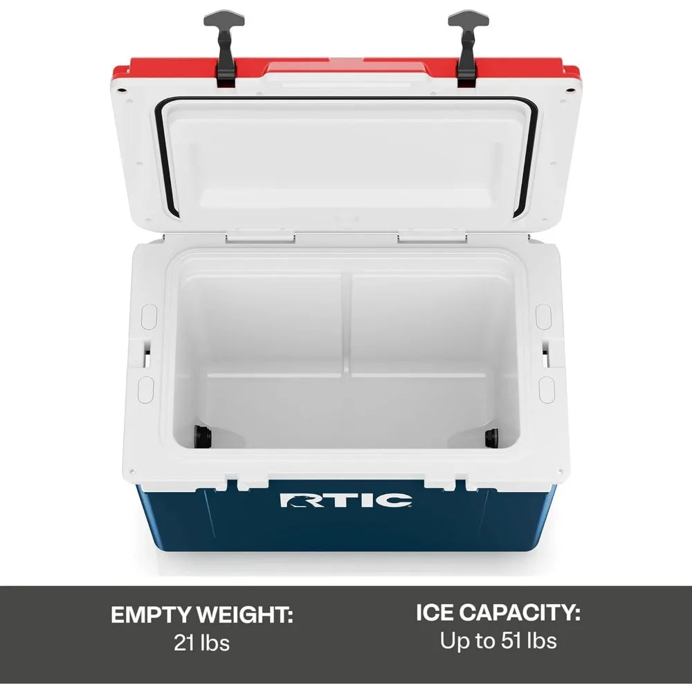 Ultra-Light 52 quart Hard Cooler Insulated Portable Ice Chest Box for Beach, Drink, Beverage, Camping