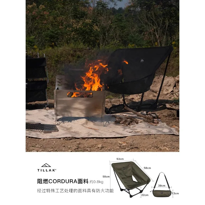 Tillak Lightweight Moon Chair Outdoor Camping Campfire Chair Square Beach Folding Chair Flame retardant Tactical Floor Chair