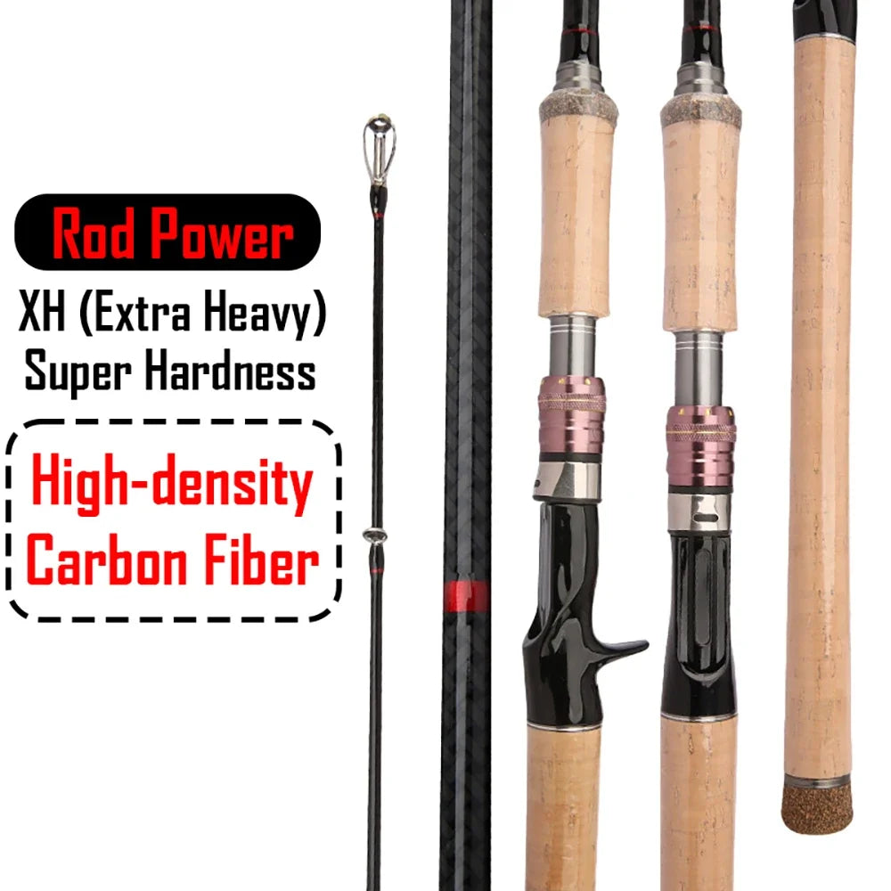 XH Super Hard Lake Sea Lure Fishing Rod 2.1m 2.28m 2.4m 40T Carbon Fiber Ultra Light Spinning Casting Rod for Distance Throwing