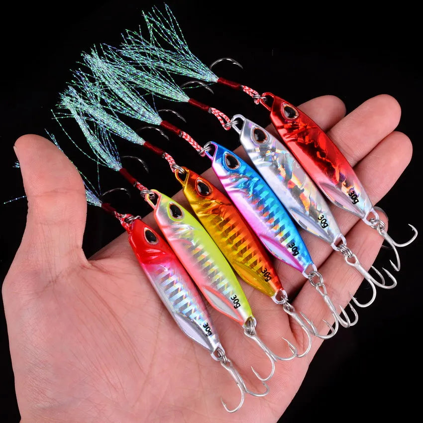 10PCS Japen Metal Cast Jig Set Spoon 10g-40g Trolling Hard Bait Bass Fishing Boat Tackle Trout Jigging Lure Jigs Saltwater Lures