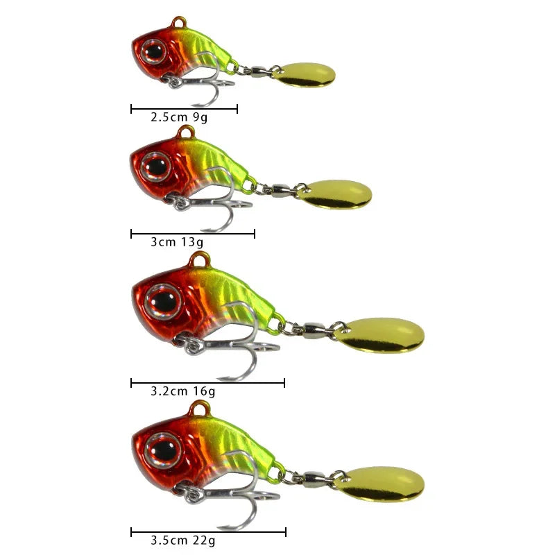 9g/13g/16g/22g Fishing Lures Rotating Metal Vib Vibration Bait Winter Fishing Artificial Hard Baits Spinner Spoon Lure Pesca