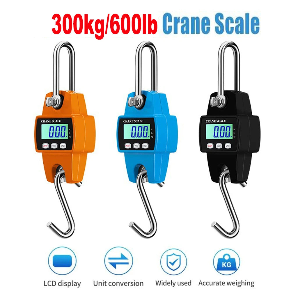 Digital Hanging Scale 660LB 300KG Heavy Duty Fish Crane Scale for Luggage Weight Suitcase Hunting Farm Bike Bow Fishing Weight S