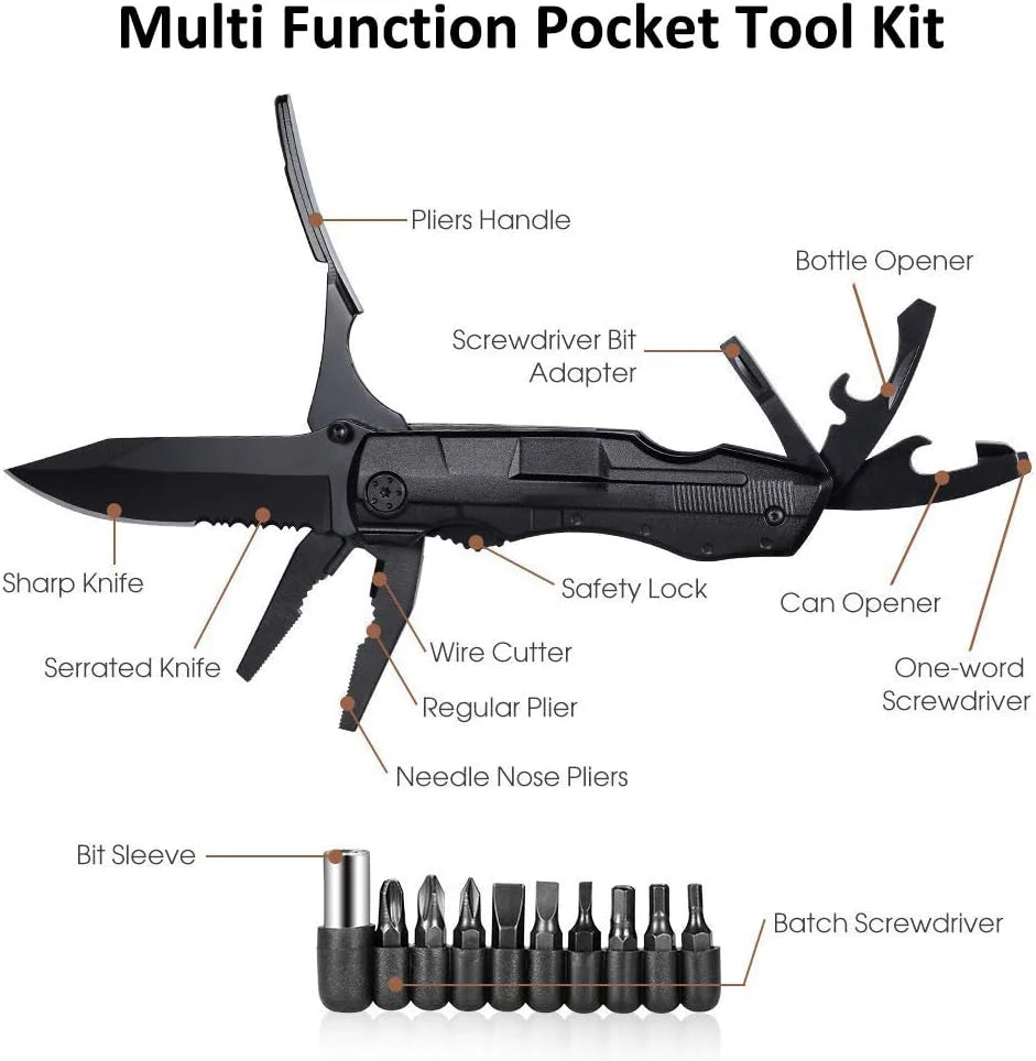 Outdoor Pocket Knife,Multitool Tactical Knife with Blade,Saw, Plier, Screwdriver, Bottle Opener,Folding Knife, Tool Camping