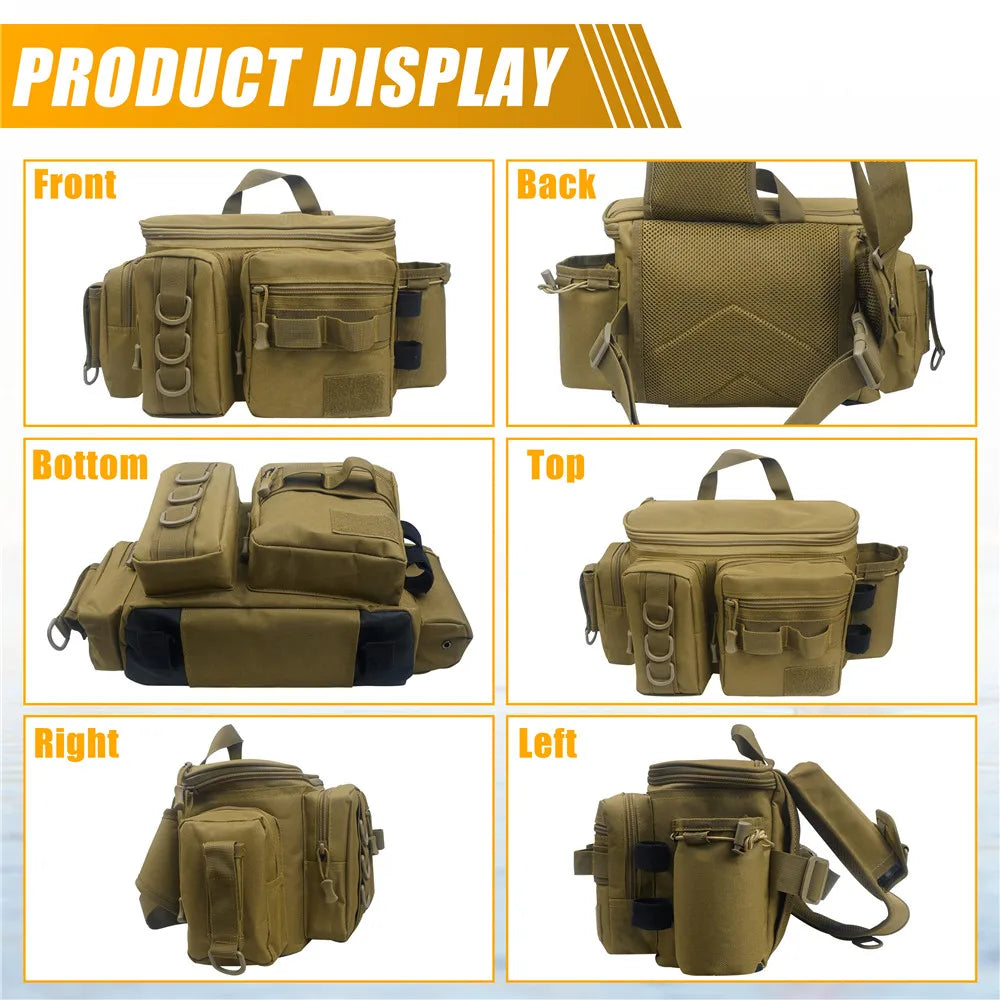 Fishing Sling Bag Crossbody Bag Fishing Tackle Backpack with Rod & Gear Holder Lightweight Shoulder Fly Fishing Pack Storage Bag