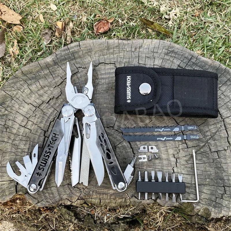 SWISS TECH 37 In 1 Replaceable Parts Manual Diy Multi Tool Folding Scissors Cutter EDC Survival Equipment Manual Pliers