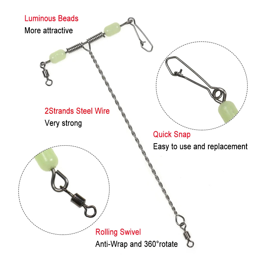 LIONRIVER 3 Way Cross line Rolling Swivel Luminous Bead Fishing Balance Ocean Rig Connector Saltwater Fishing Tackle Accessories