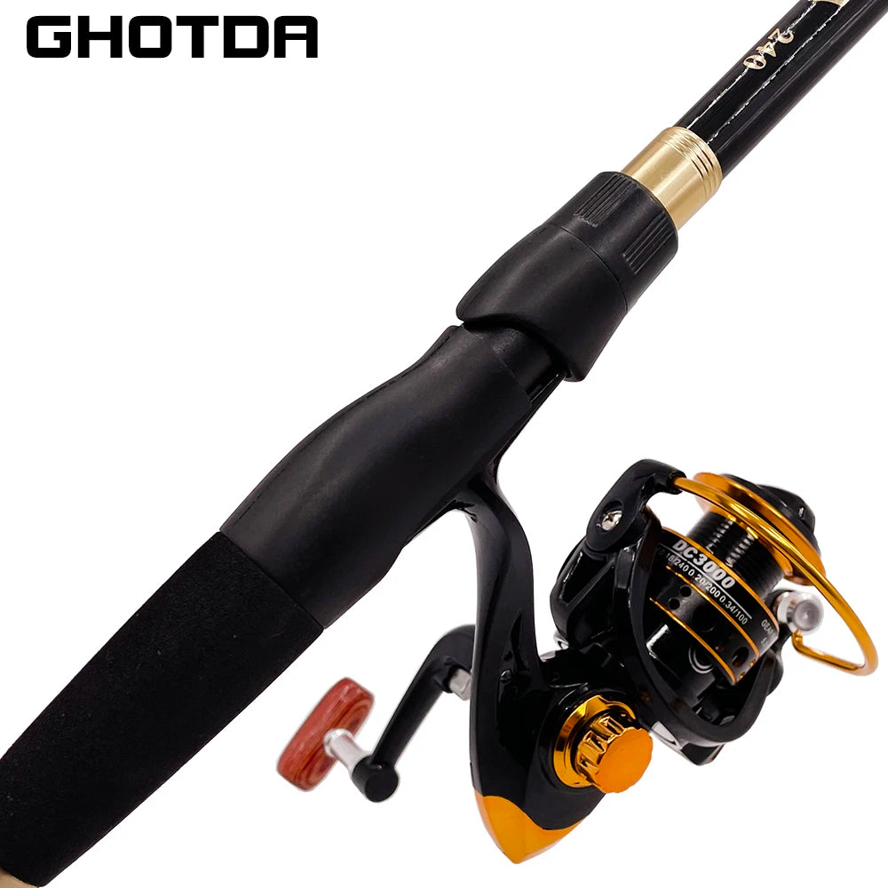 GHOTDA Fishing Rod Combo 1.8-2.4M Lure Telescopic Fishing Rod and 5.2:1 High Speed Gear Ratio Spinning Reel Fishing Tackle Pesca