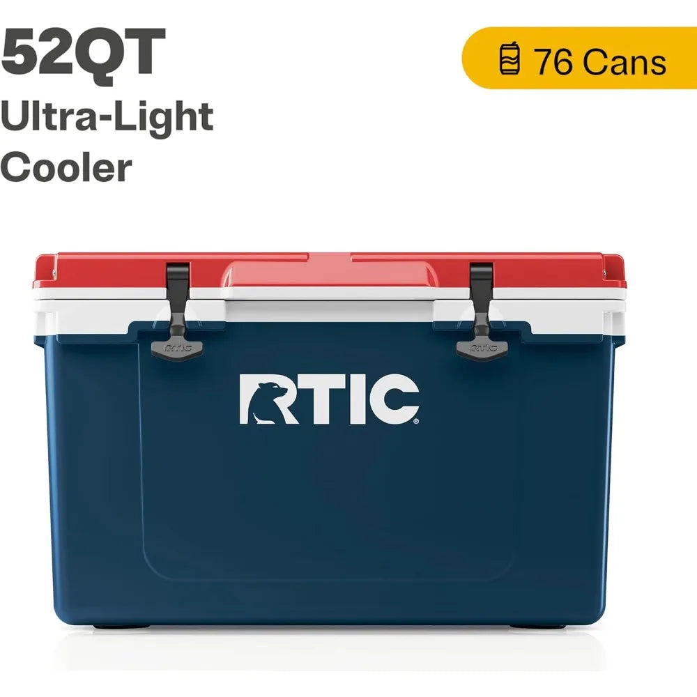 Ultra-Light 52 quart Hard Cooler Insulated Portable Ice Chest Box for Beach, Drink, Beverage, Camping