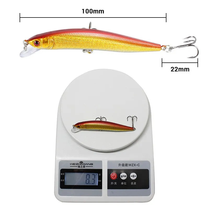 Floating Minnow Fishing Lure 10cm 9.5g 3D Eyes Crankbait Wobblers Artificial Plastic Hard Bait Bass Pike Jerkbait Fishing Tackle