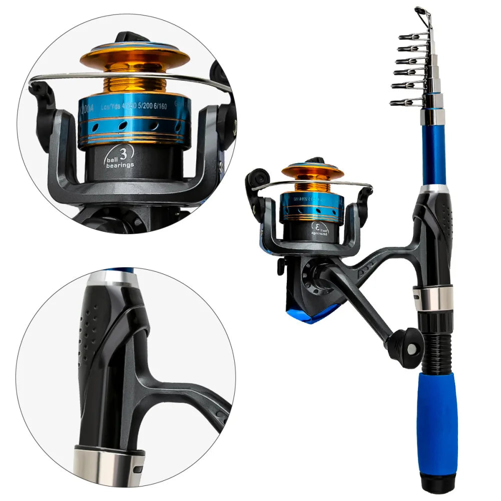 Fishing Pole And Reel Combo Collapsible Fishing Kit Telescopic Fishing Rod With Spinning Reel Lures Fishing Line Beads