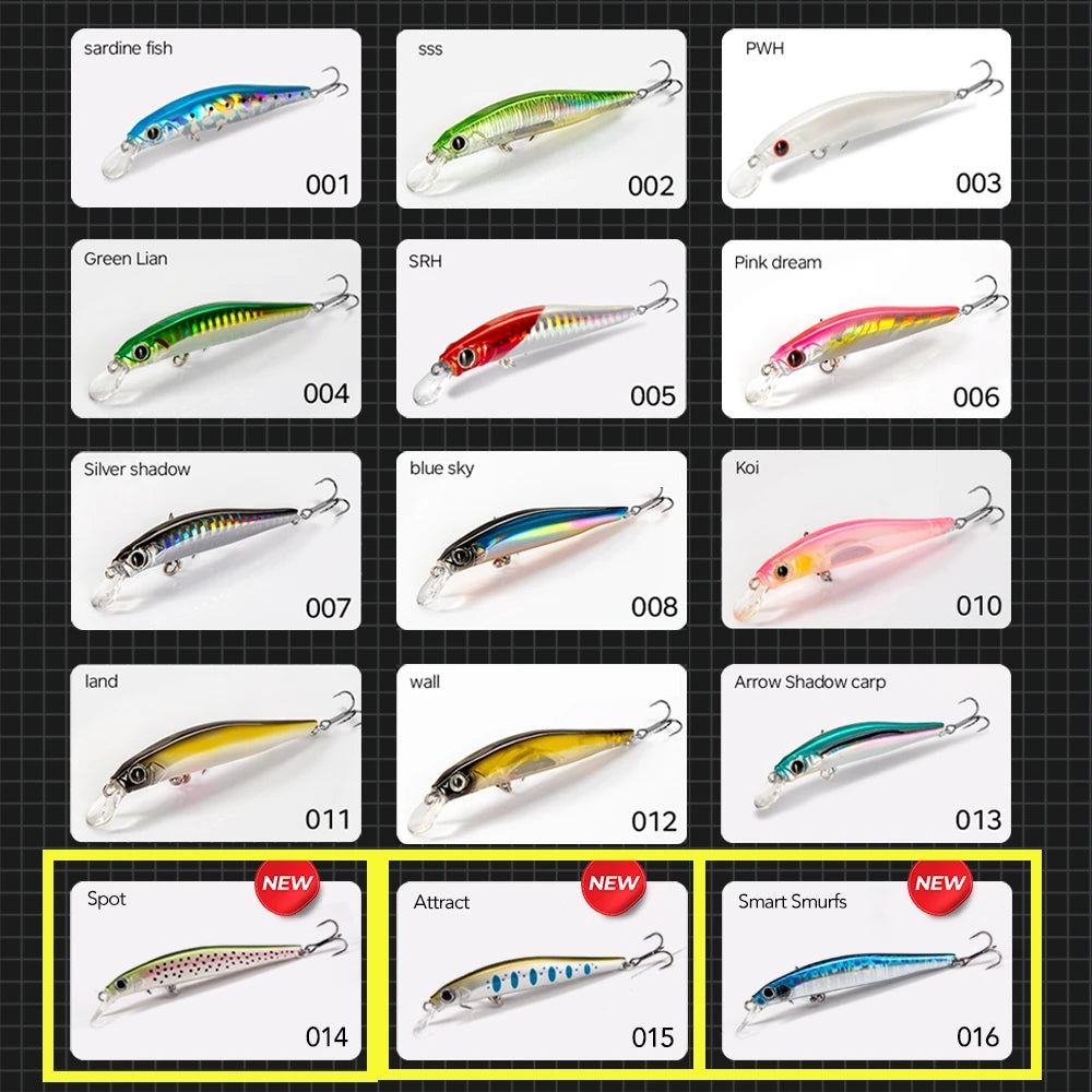 Hunthouse Trout Fishing Lure Sinking Jerkbait 70/80mm 7/8.5g Artist Minnow Sea Fishing Black Minnow Twitch Hard Lure for Bass