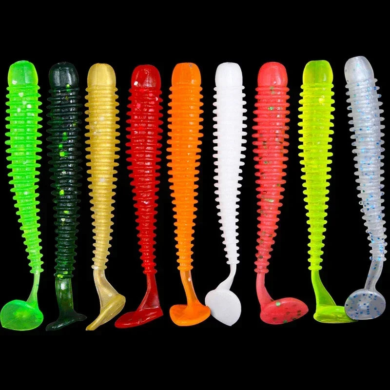 10pcs/Lot Soft Lures Silicone Worms Baits 4.5cm 6cm 7cm Jigging Wobblers Fishing Lures Artificial Swimbaits For Bass Carp Tackle