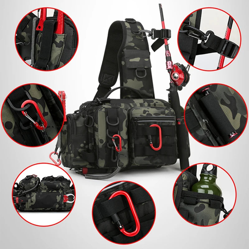 Fishing Storage Bag Single Shoulder Backpack Crossbody Tactical Bags Waist Pack Gear Utility Storage Camping Bag X232W