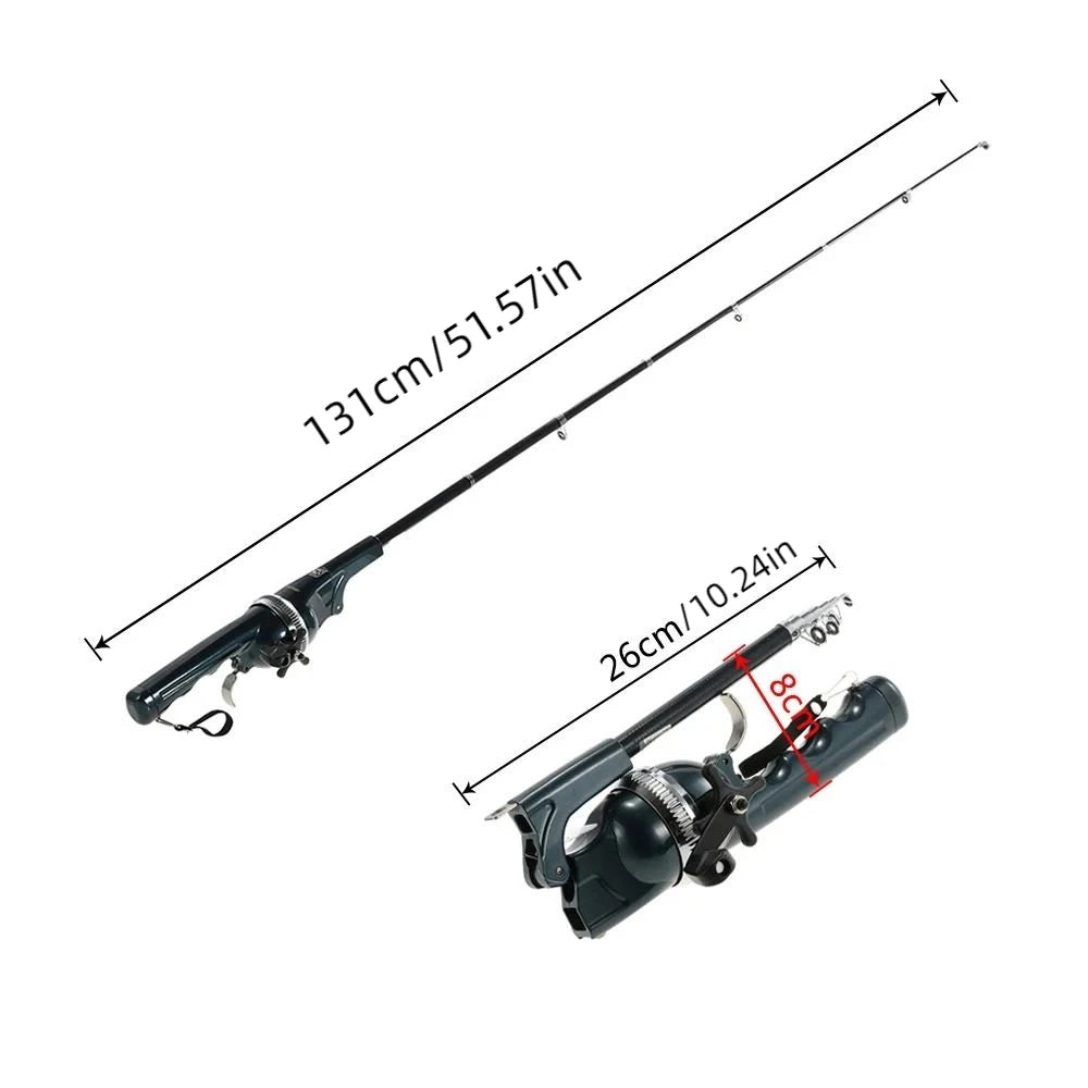 Foldable Fishing Rod Telescopic 131cm Fish Pole Reel Combo with Fishing Line Spinning Rod Fish Tackle Set Outdoor Fishing