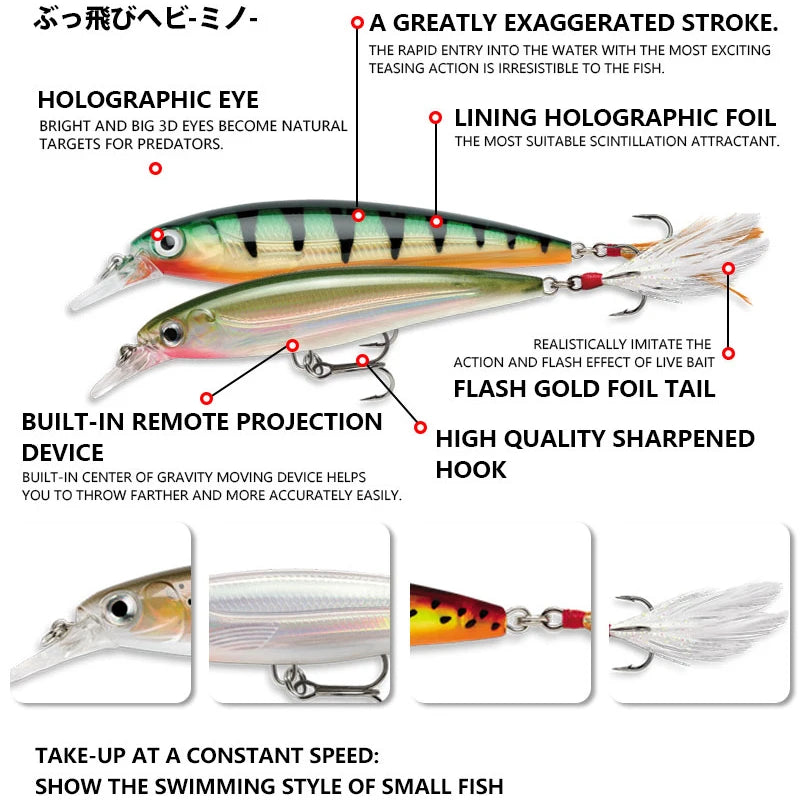 70mm 7.2g Floating Minnow Fishing Lures Pesca Wobbler Artificial Bait for Freshwater Trout Pike Carp Swimbait Fishing Equipment