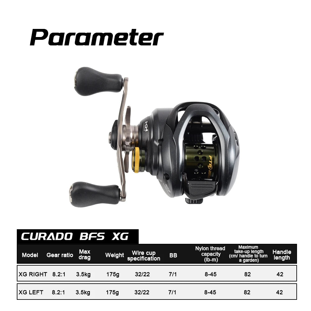 SHIMANO Original 21 CURADO BFS XG Baitcasting Fishing Reel 8.2:1 7+1BB Max Drag 3.5KG Finesse Tune Break System Micromodule Gear