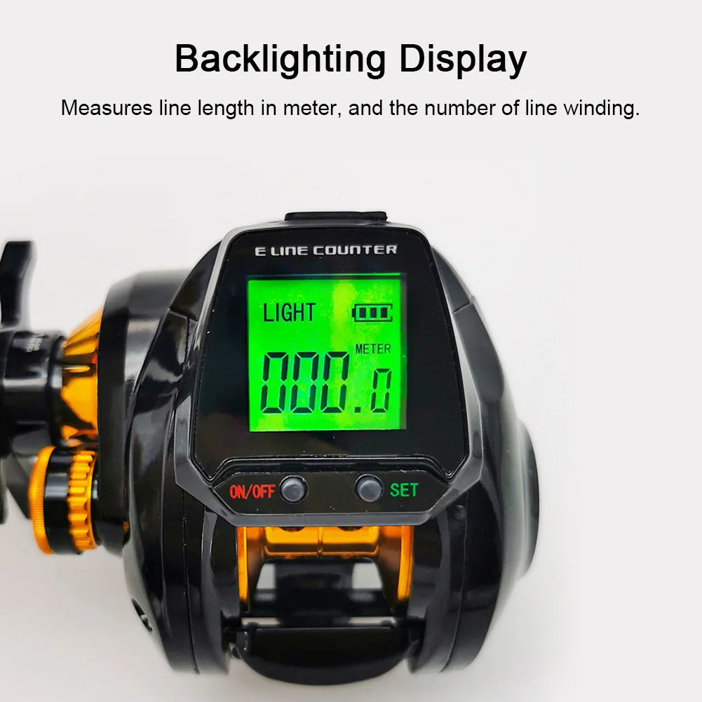 Water Depth measuring reel Electric reel 7.2:1 Gear Ratio Reel with Accurate Reel Line Counter Large Display Bite Alert