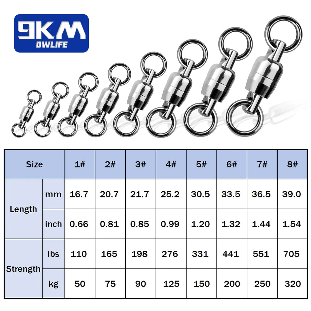 Ball Bearing Swivel 10~30Pcs Stainless Steel Solid Rings Fishing Swivels Saltwater Fishing Trolling Barrel Swivel Lure Connector