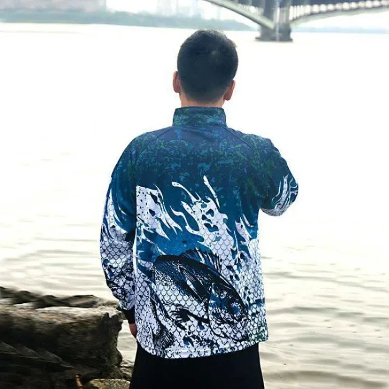 2023 New Fishing Clothing Hooded Printing Fishing Clothes Sunscreen Breathable Anti Mosquito Quick Dry Fishing Shirt