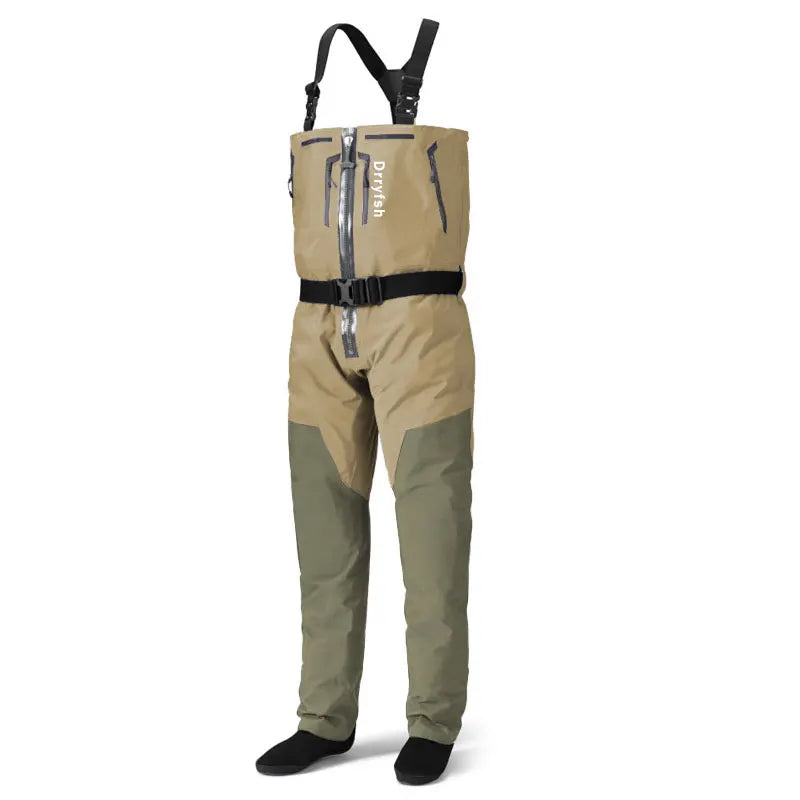 Breathable Convertible Chest Waist Fly Fishing Waders with Zipper Drake Anglers Wading Pants Lightweight stockingfoot for Men