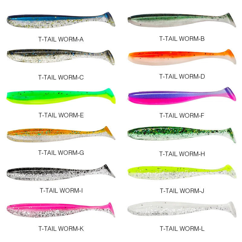 TSURINOYA NEW SIZE 100mm 120mm T Tail Worm Soft Lures Easy Shiner Artificial Soft Baits Odor Added For Bass Fishing Wobblers