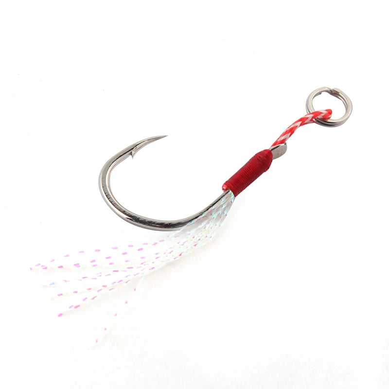 50pcs/box 10# to 20#  Any Size Choice Roped Weight Hook Domestic Hook Sea Jigging Mate Jig Assist Hook Fishing Tackle