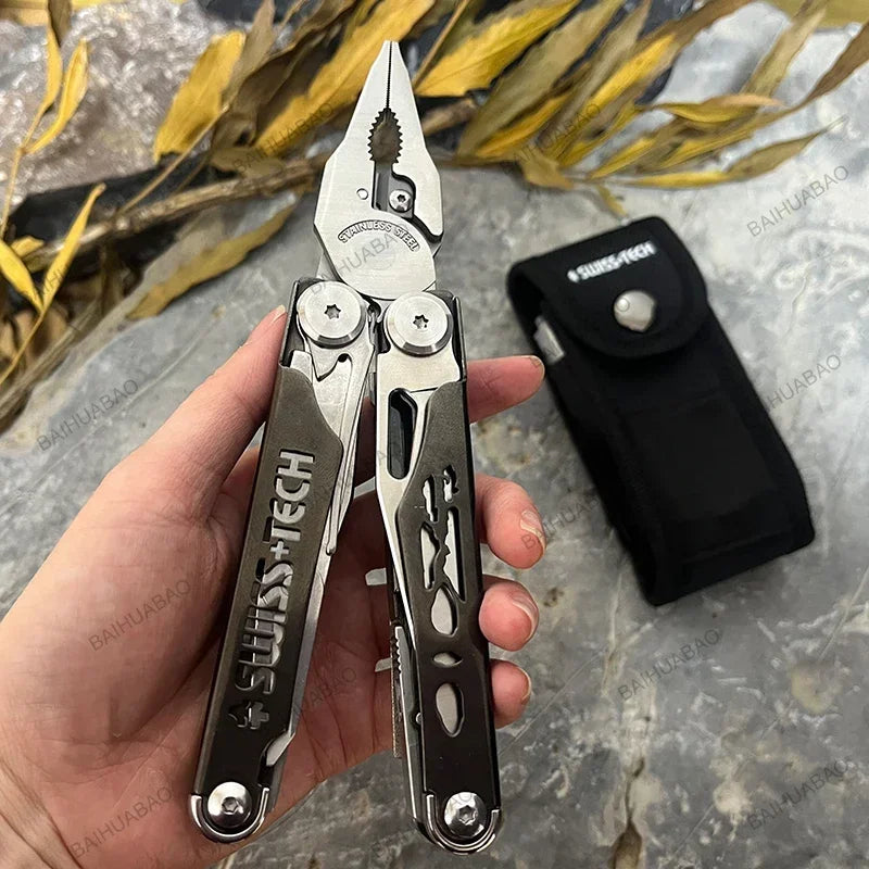 SWISS TECH 37 In 1 Replaceable Parts Manual Diy Multi Tool Folding Scissors Cutter EDC Survival Equipment Manual Pliers