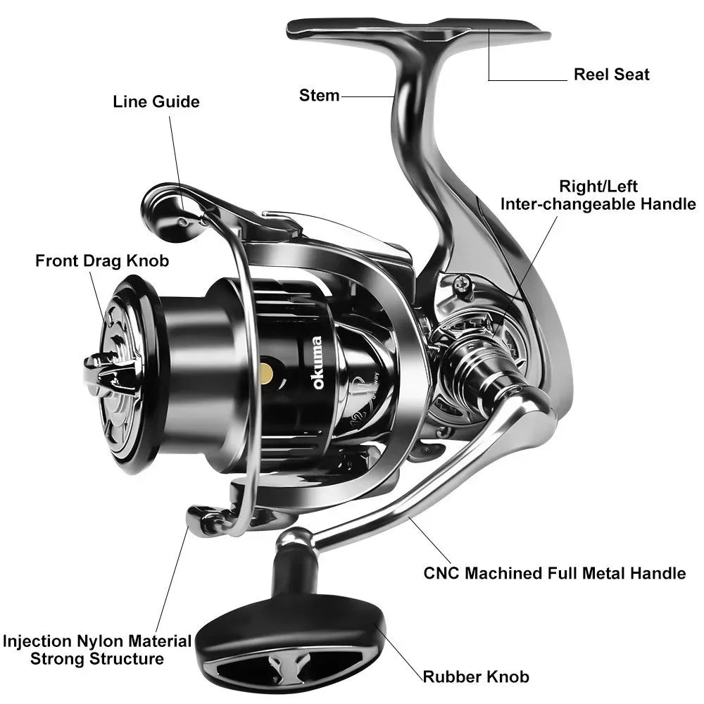 Original OKUMA Metal Spool Grip Saltwater Freshwater Spinning Reel Suitable For Any Fish Species