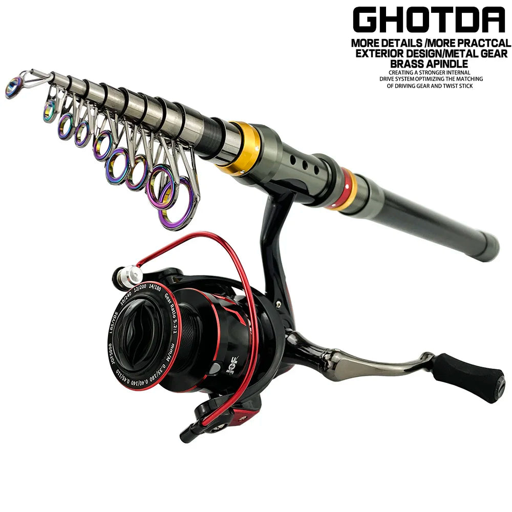 Fishing Rods and Spinning Reel Set1.8-3.6M Sea Fishing Rod Reinforced Graphite Body Spinning Reel Kit Spinning for Fishing