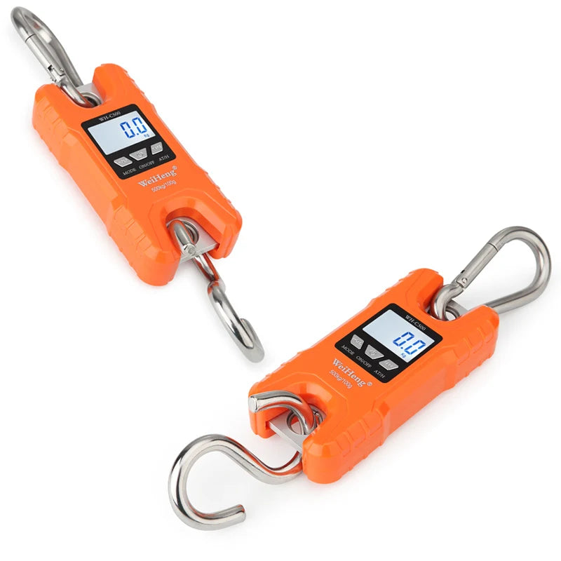 500kg/100g Crane Scale 0.2kg-500kg Industrial Heavy Duty Hanging Scale LCD Digital Electronic Scale with Stainless Steel Hook