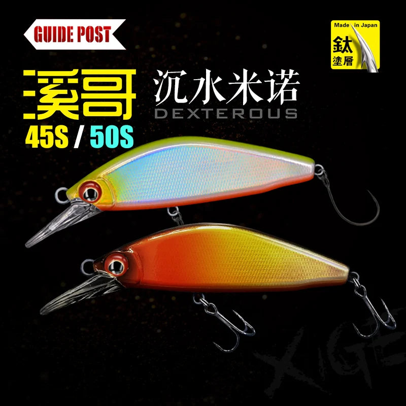 New GUIDEPOST Xige 45S/50S Micromatter Sinking Minnow Fishing Lure 4.5g/5g Full Water Layer Artificial Wobblers Bass Hard Bait