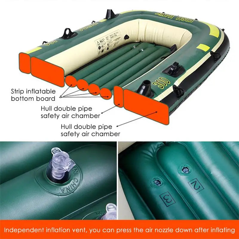 2 People PVC Canoe Kayak Rubber Dinghy Thicken Foldable Iatable Fishing Boat 200x120x35cm Air Boats For Outdoor Rafting