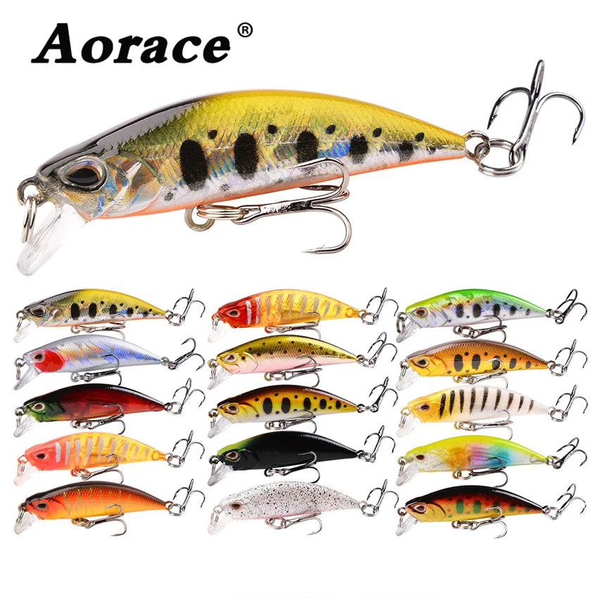 15PCS Sinking Minnow 5.1g 5.8cm Fishing Lure Hard Bait Treble Hook Carp Pesca Tackle Jerkbait Swimbait Wobbler Artificial Bait