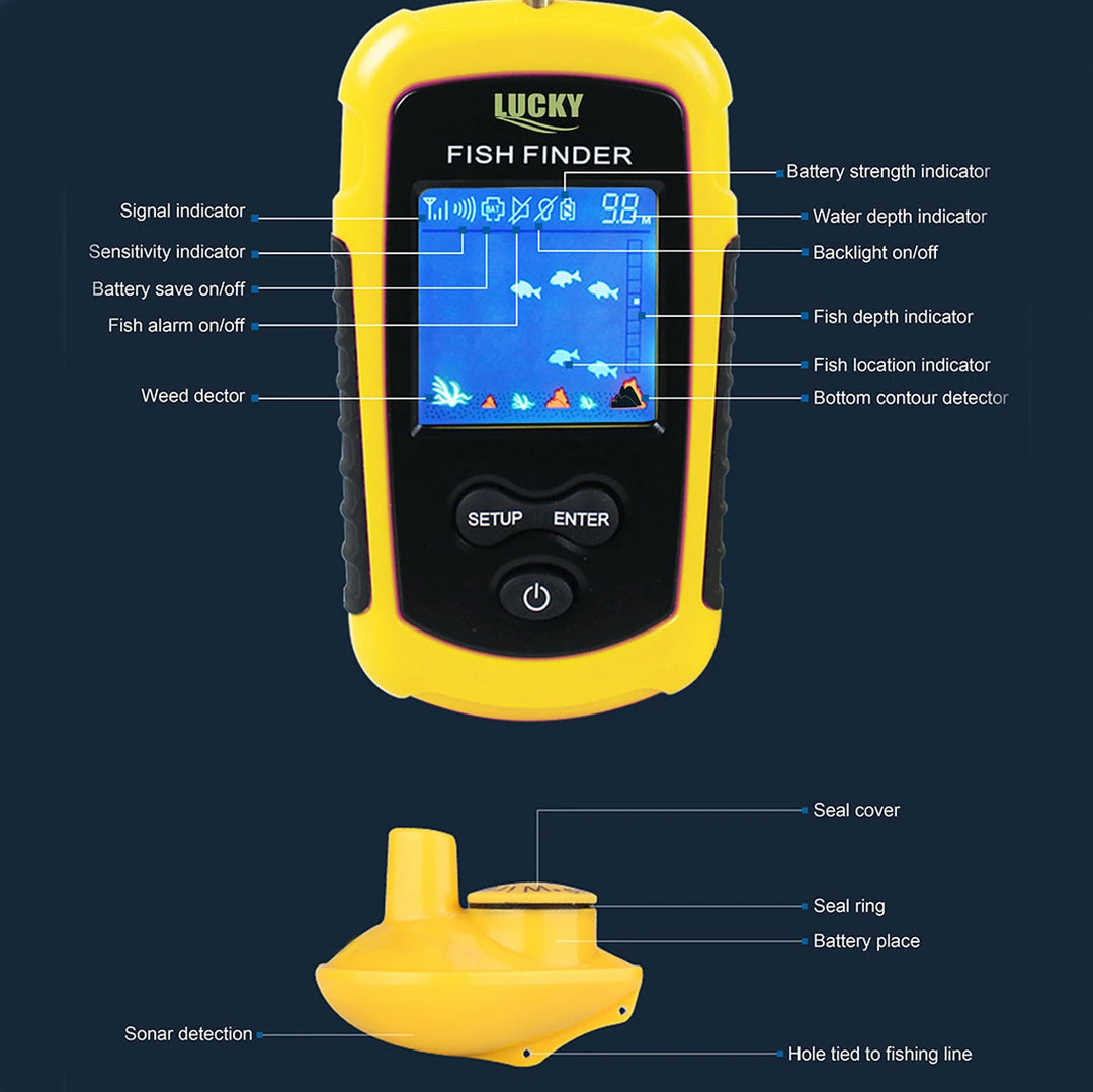 LUCKY FFCW1108-1 Wireless Sonar Fishing Alert Fish Finder Underwater Echo Sounder Fishing Detector Portable Fish Finder