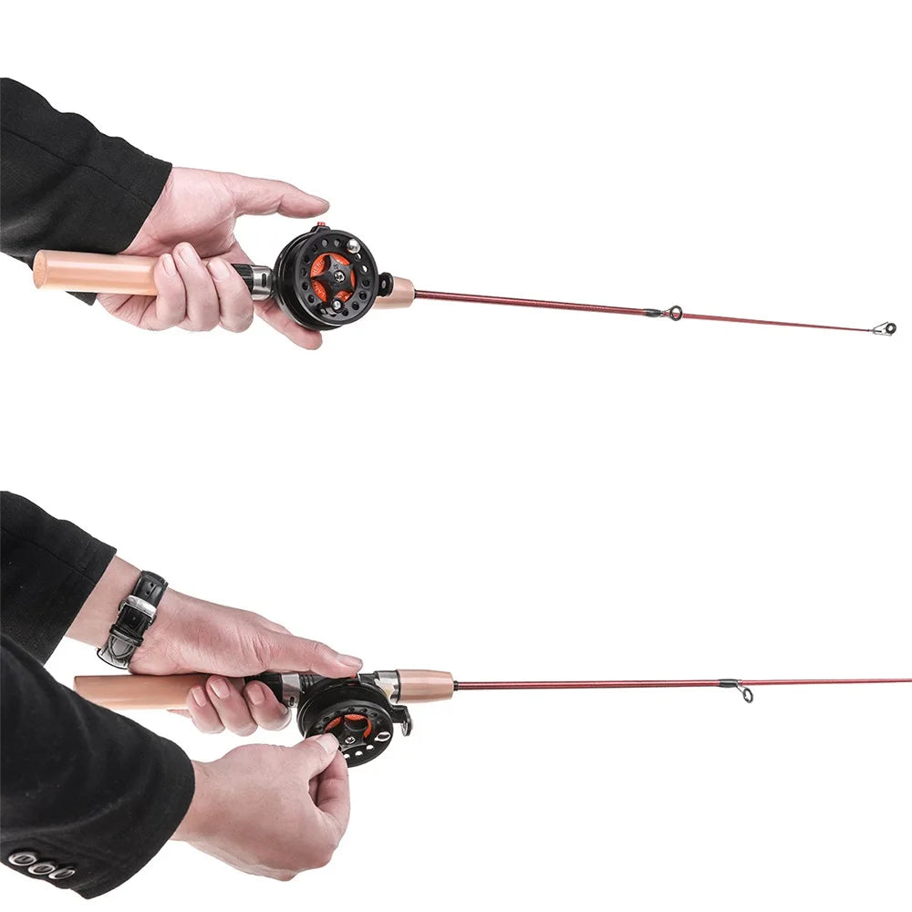 1pc Mini Telescopic Ice Fishing Rod or Ice Fishing Rod with Reel Combo Set Portable Fiberglass Fiber Fish Pole Pesca Tackle Tool