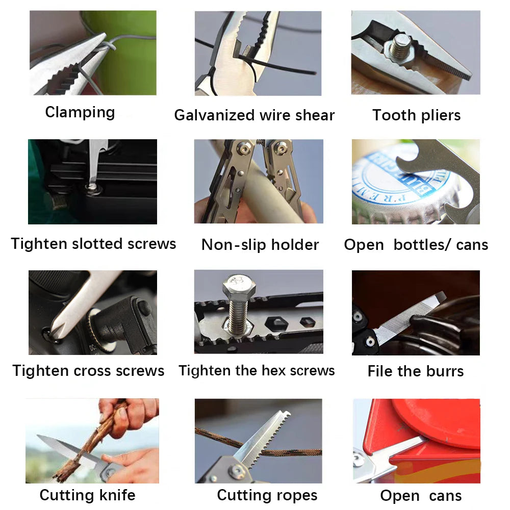 24-in-1 Portable Multi-tool 420 Stainless Steel Multi Pliers Knife Screwdriver For Outdoor Survival Camping Hunting And Hiking