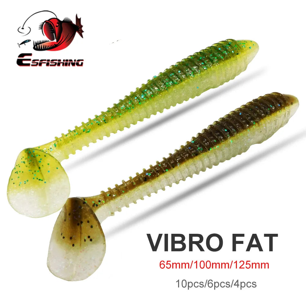 ESFISHING Pesca Artificial Silicone Soft Bait Vibro Fat 65 100 125mm Fish Smell Inject Heavy Salts Iscas Wobblers Fishing Lues