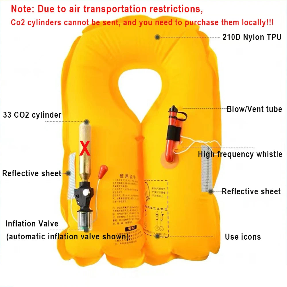 Manual/Automatic Inflatable Road Ya Lifejacket Adult Lightweight Marine Fishing Portable High Buoyancy Vehicle Vest Lifejacket