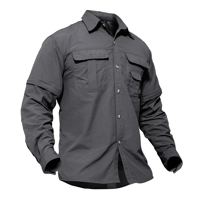 Mens Military Shirts Lightweight Army Breathable Quick Dry Tactical Summer Removable Shirt Long Sleeve Work Huntings Clothing