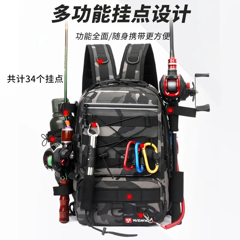 Travel Outdoor Backpack Sport Fishing Bag Large Capacity Backpack Crossbody Bag Camouflage Tactical Pack Y447