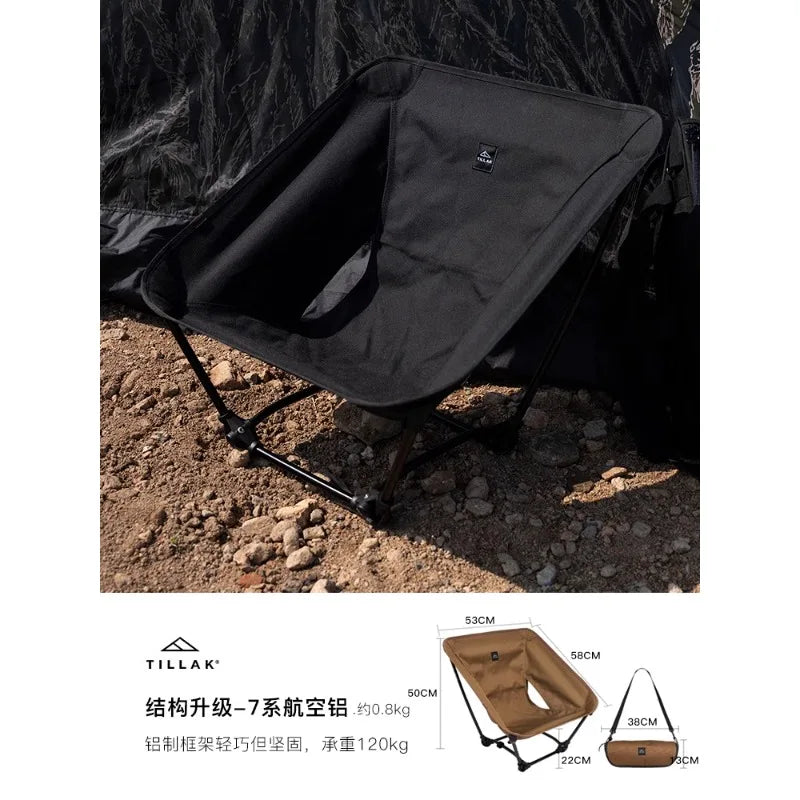 Tillak Lightweight Moon Chair Outdoor Camping Campfire Chair Square Beach Folding Chair Flame retardant Tactical Floor Chair