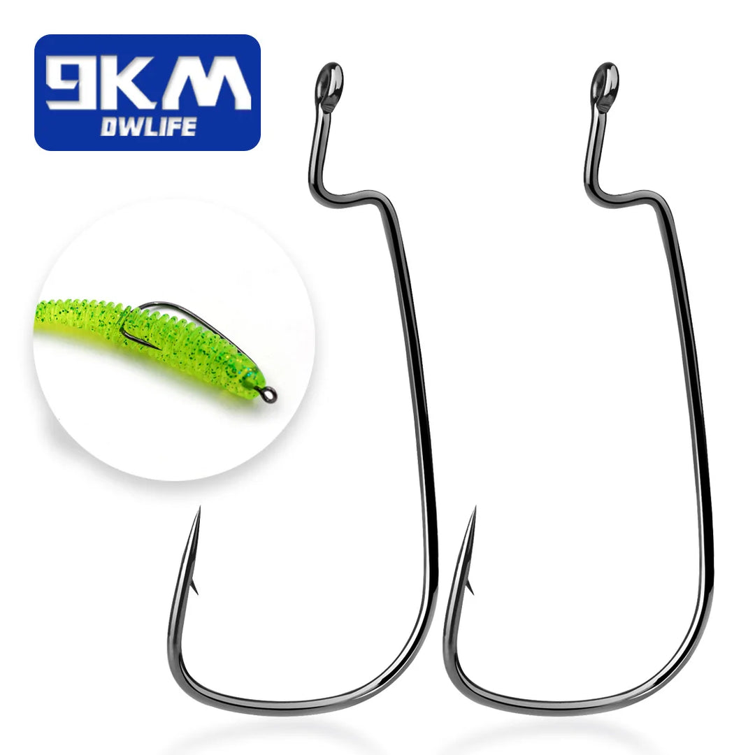 Ewg Hooks 50Pcs Bass Fishing Texas Rig Hooks Wide Gap Offset Worm Fishing Hooks Saltwater Fishing Offset Hook Freshwater 10~8/0#